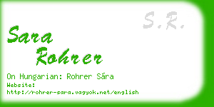 sara rohrer business card